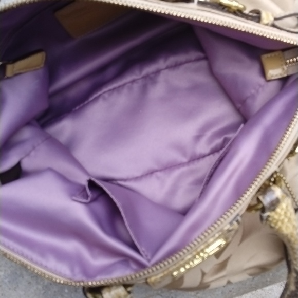 Coach Madison Signature Shoulder Bag 18650 Khaki Natural with Python Trim - Picture 8 of 12